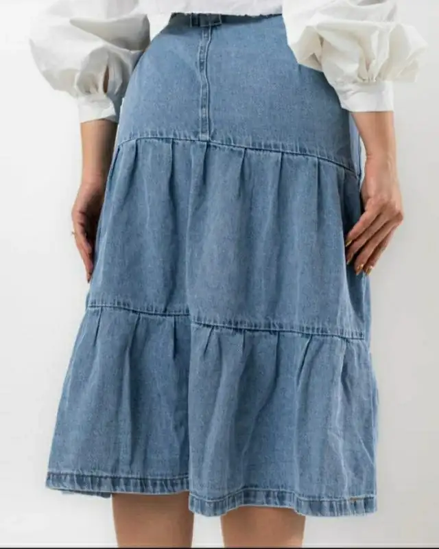 Saia Jeans Três Marias com Botões  2