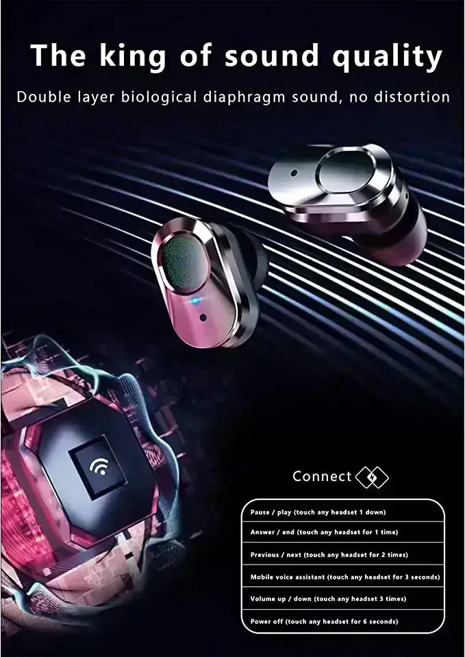 Mibee Reloj Inteligente con Auriculares inalámbricos Pulsera de Actividad 2 en 1 Auriculares BT Música MP3 Llamada Rastreador de Ejercicios Oxígeno en Sangre Monitor de sueño Compatible 3