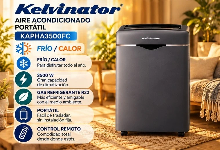 AIRE PORTATIL KELVINATOR 3500W *CONSULTA DISPONIBILIDAD CON EL VENDEDOR*