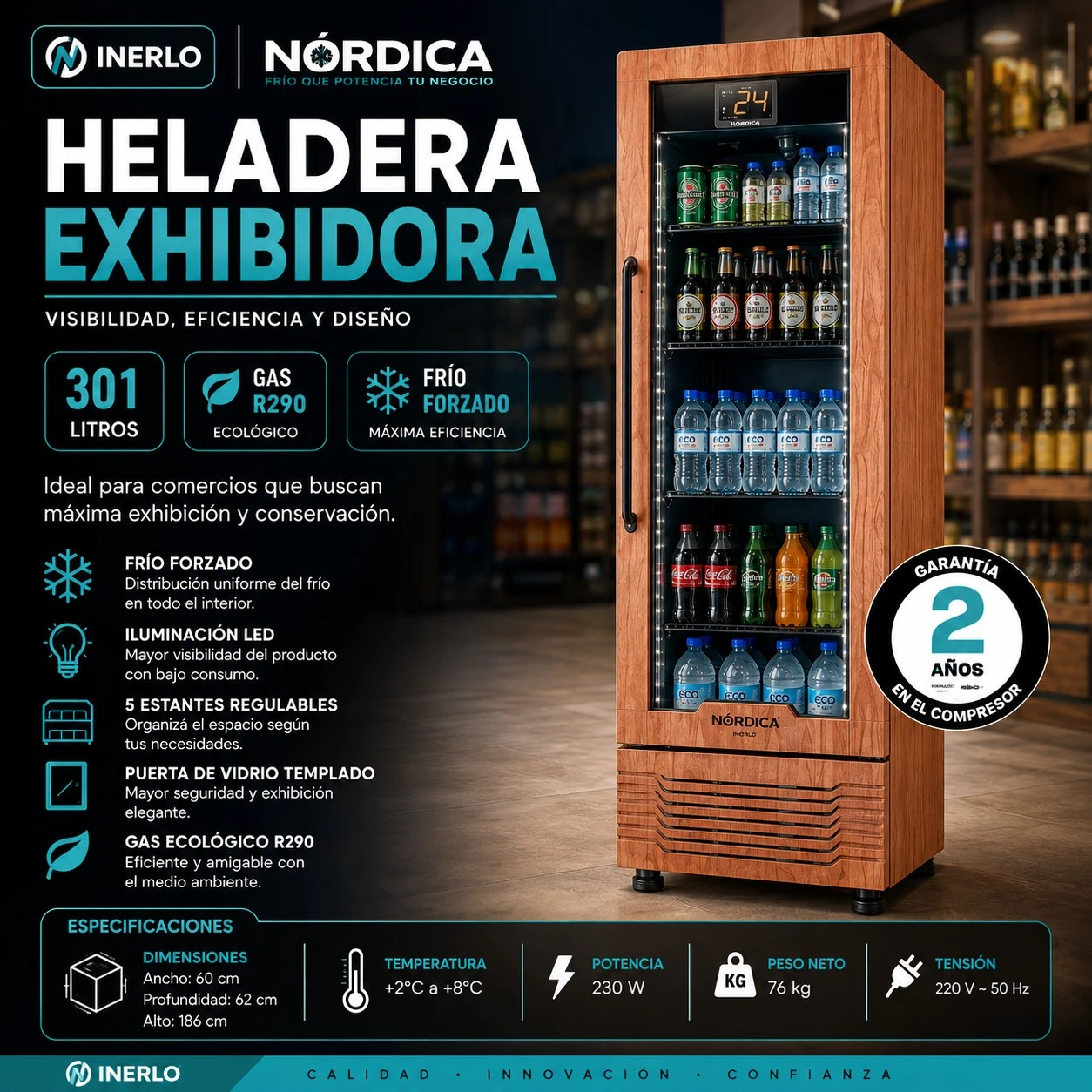 Exhibidora INELRO Vertical MT-11 NORDICA 301Lts.‼️SOLO POR PEDIDOS ‼️ 2