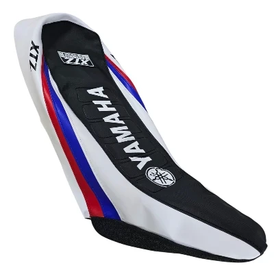 TP XTZ 125 Forro Tapizado cold line negro / blanco / azul / rojo / blanco letrero en medio DW