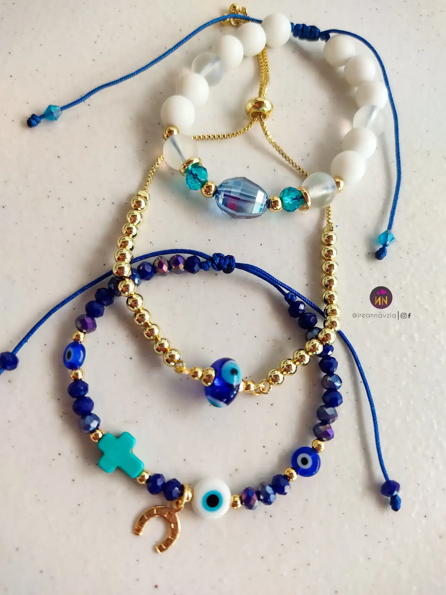 Set pulseras gold ojo turco  3