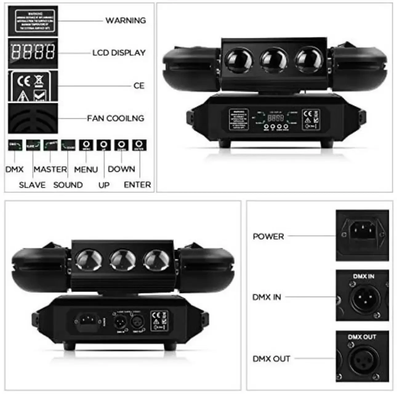 Fodexazy - Luz De Cabeza Móvil, Luces De Dj 12 Led 150 W Rgb 2