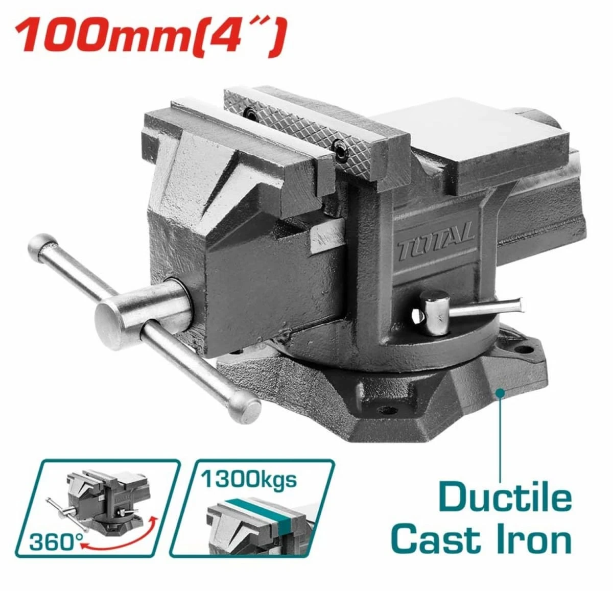THT6146 Tornillo de banco 4" total