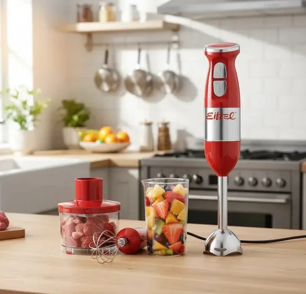 MIXER EIFFEL 3 en 1 ACERO INOX ROJA 