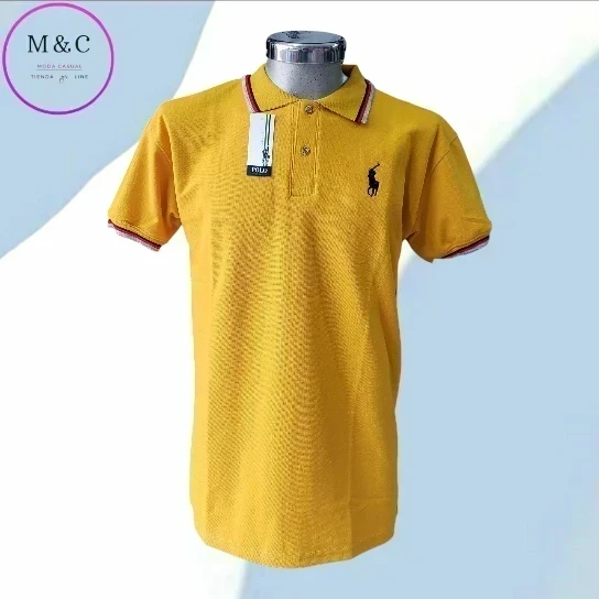 Playera Polo Talla G diseño en cuello y mangas 7