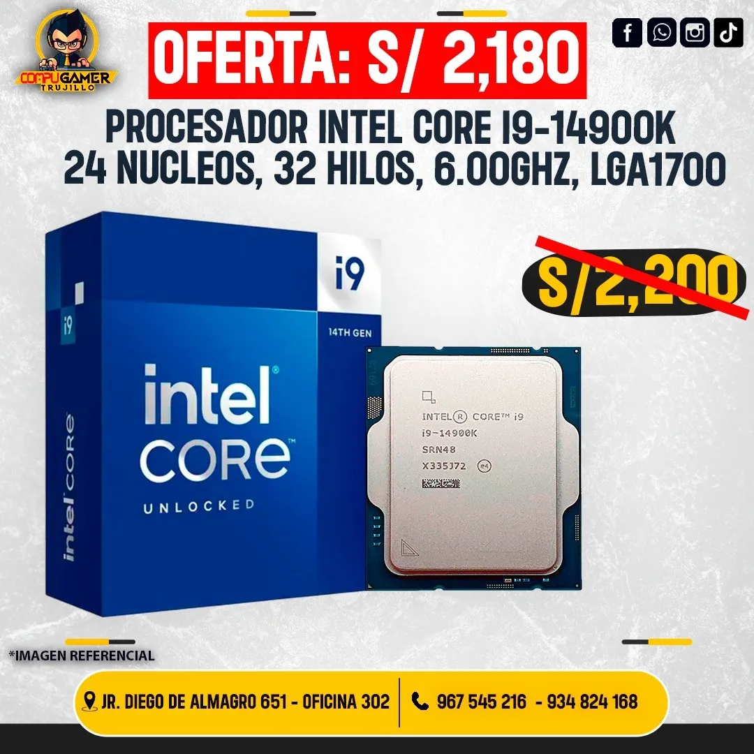PROCESADOR INTEL CORE I9-14900K, LGA1700, 6.00GHZ, 24 NÚCLEOS, 32 HILOS