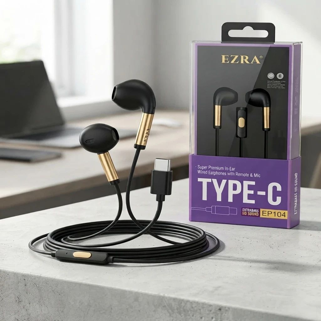 Audífonos In-Ear con Cable Tipo-C EZRA EP104 Extrabass | Electrónica Joma