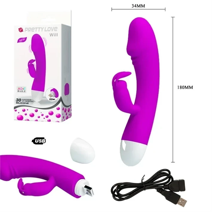 Vibrador 2 motores con estimulador de clitoris recarga USB