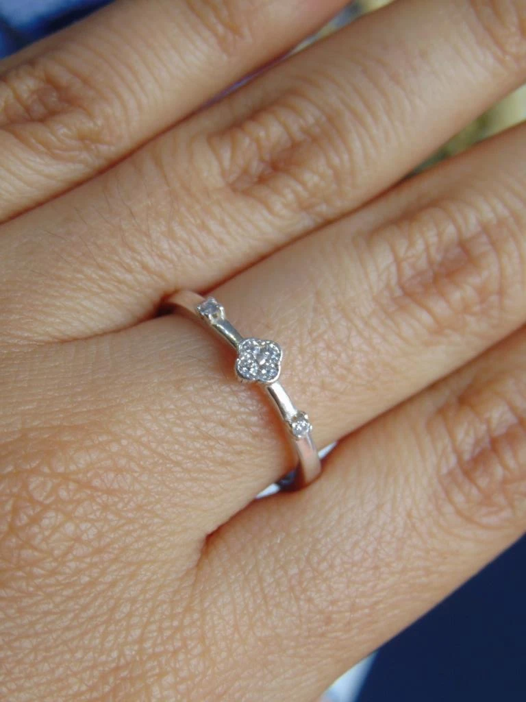 ANILLO PLATA LEY 925 DELGADO MINI TREBOL TALLA 8 