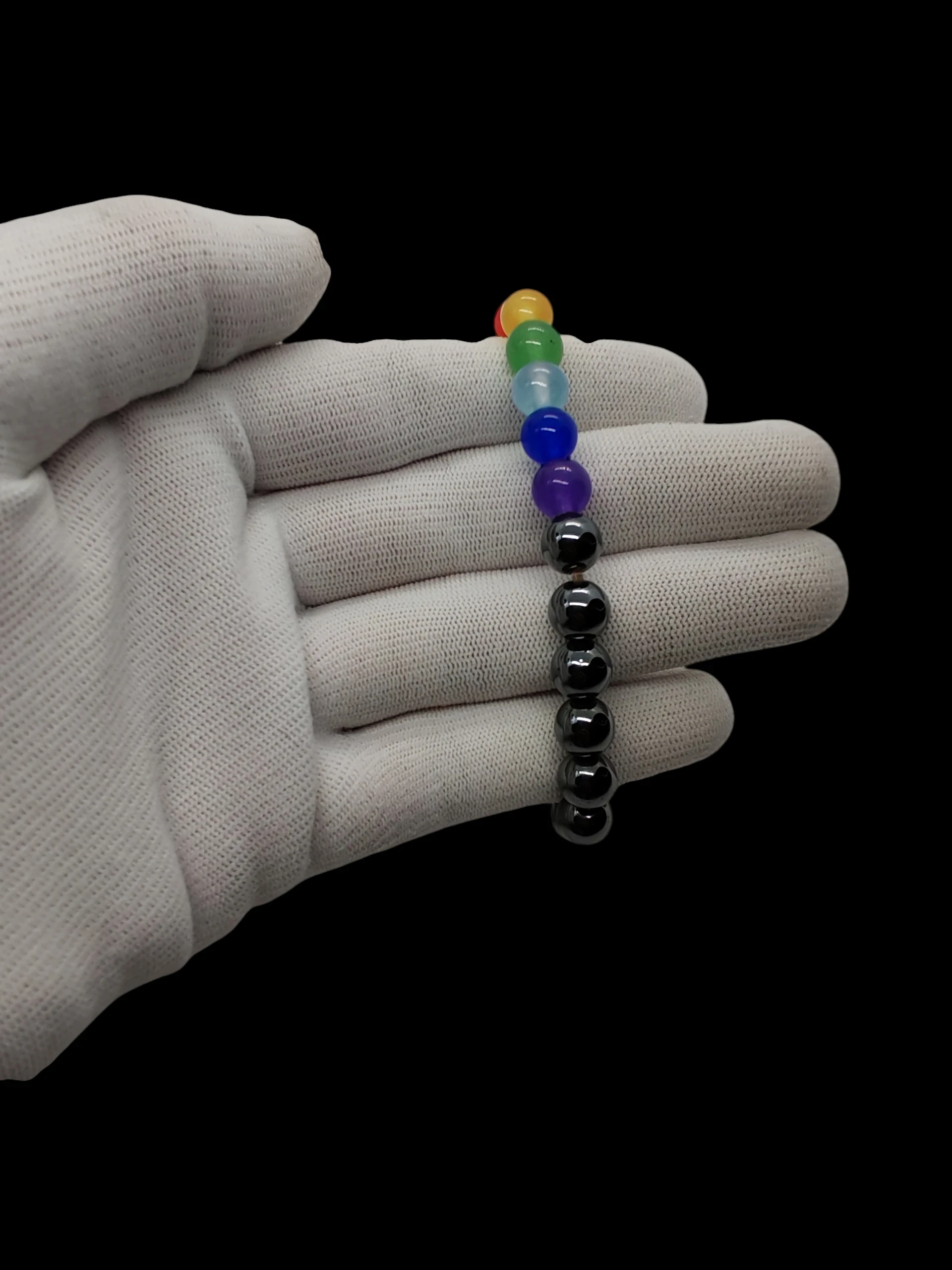 Pulsera elástica 7 chakras piedras naturales redondas 8mm 4