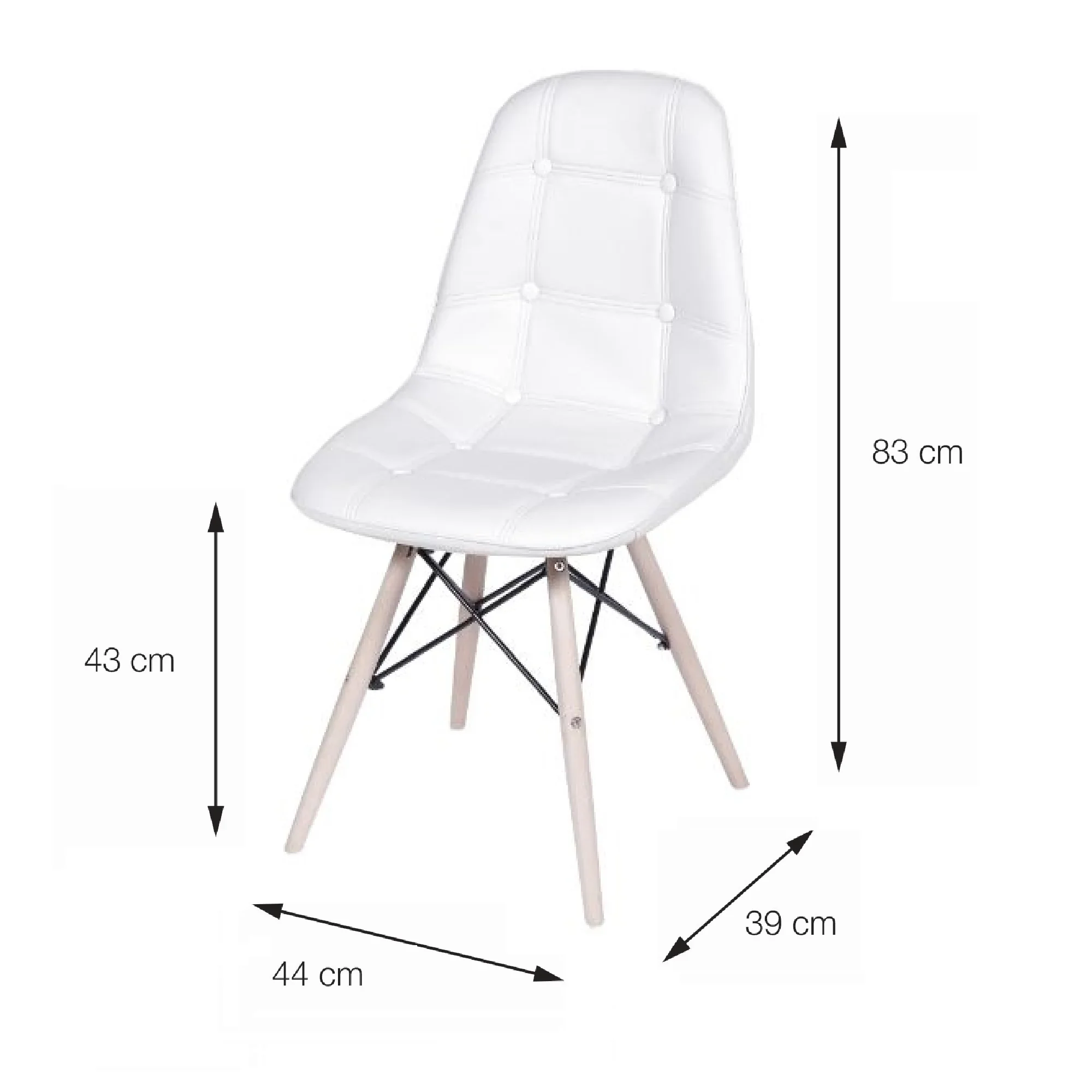 Set x 4 Sillas Botones Eames Acolchadas Blancas  2