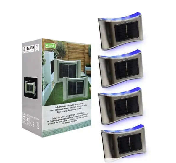 Set 4 Lámparas De Pared Con Luz LED Y Panel Solar 