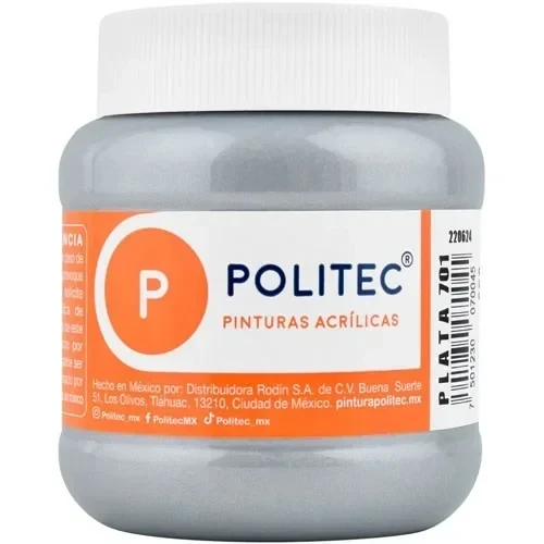 Politec pintura plata  frasco 20 ml