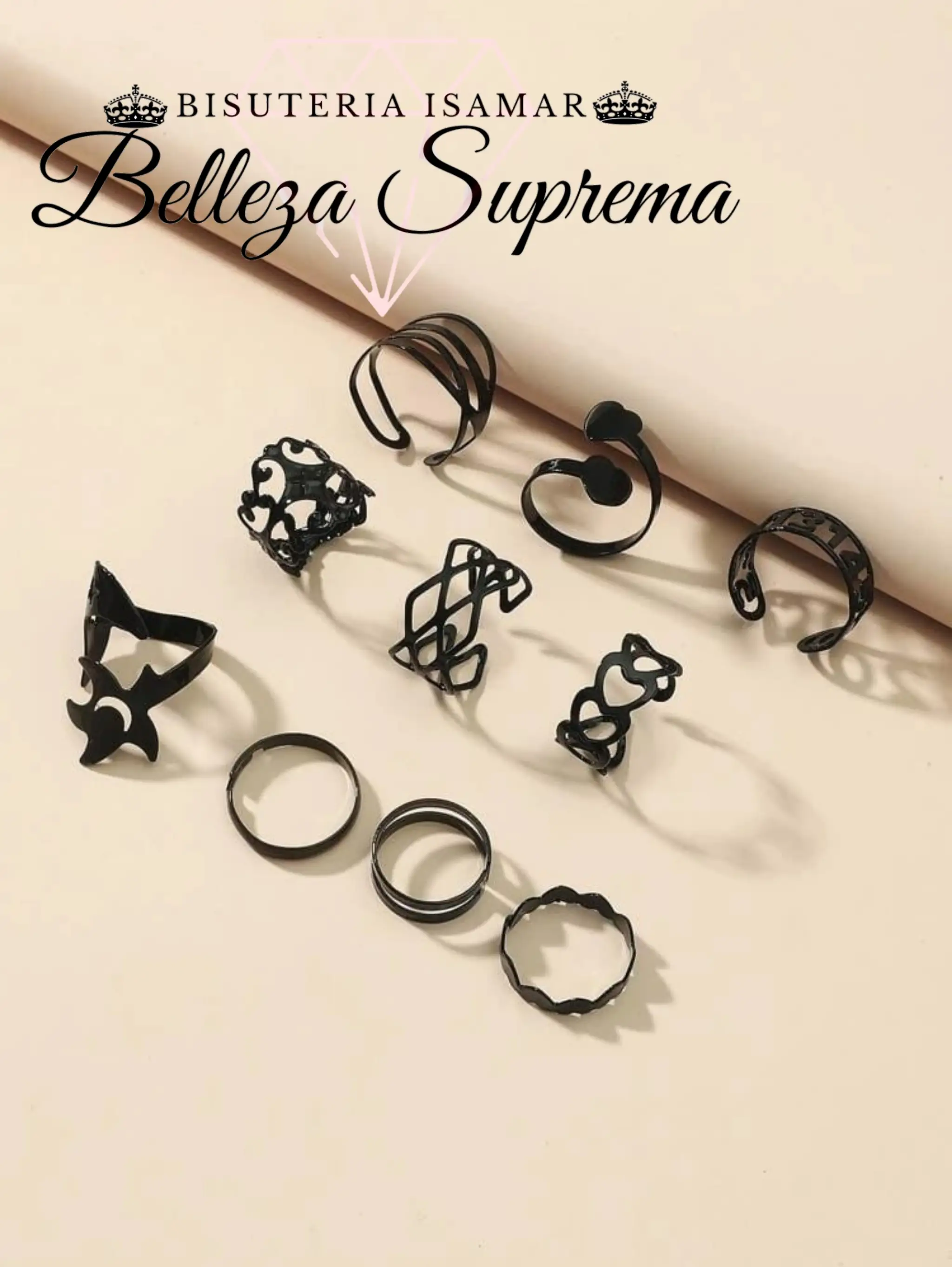SET DE ANILLOS NEGROS 