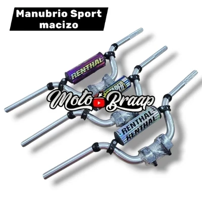 MANUBRIO SPORT MACIZO PLATA CON BASES Y PUFF