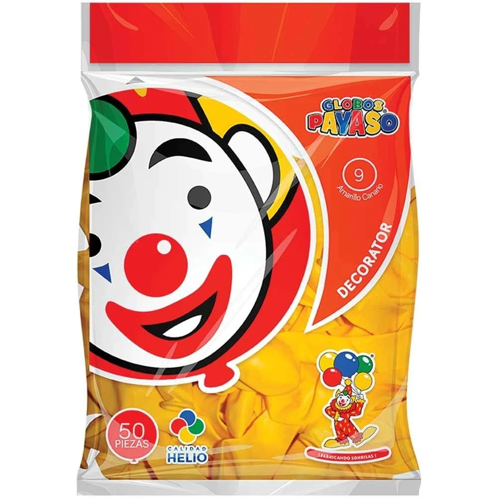 Globo amarillo c/50 #9 payaso