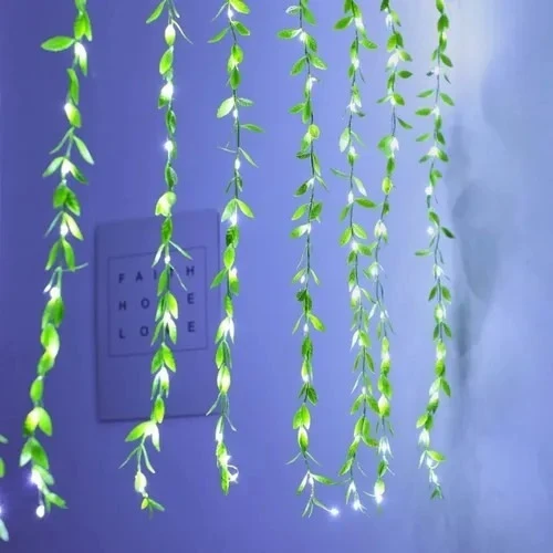 Cortina de hojas artificiales con luz led 3