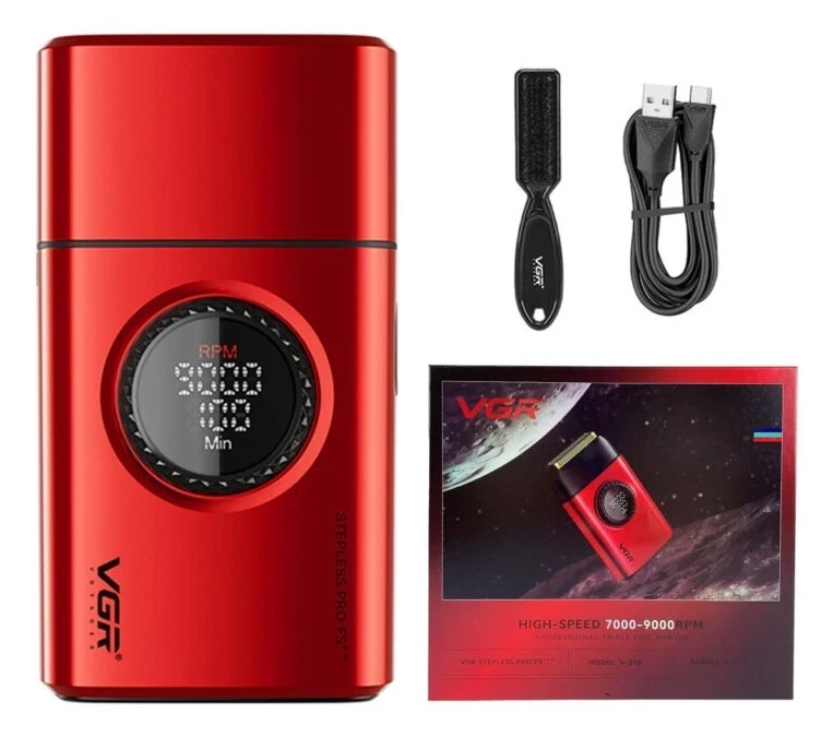 Afeitadora Eléctrica shaver vgr red 9000 rpm usb