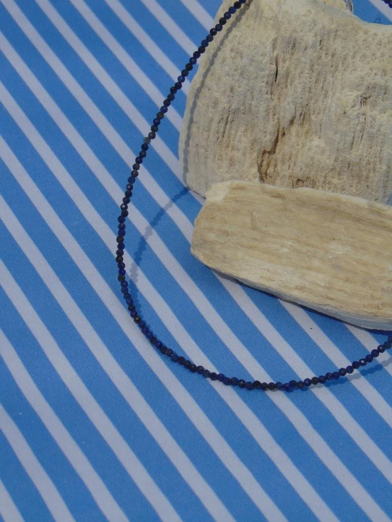 CHOKER ACERO DOR CUARZO MINI LAPISLAZULI