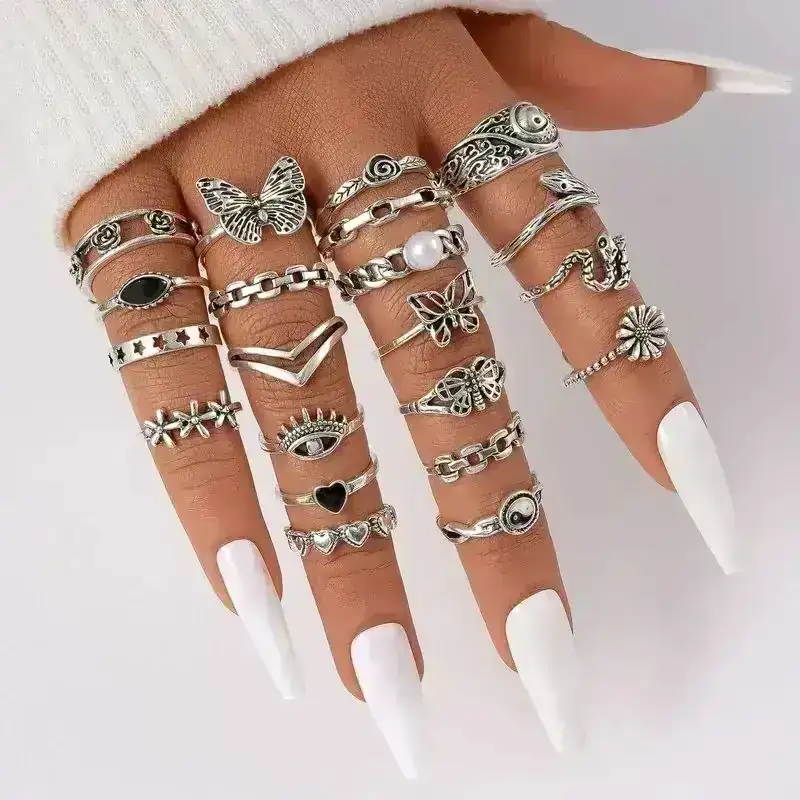 Set x21 Anillos Burea Plateados REF: D14