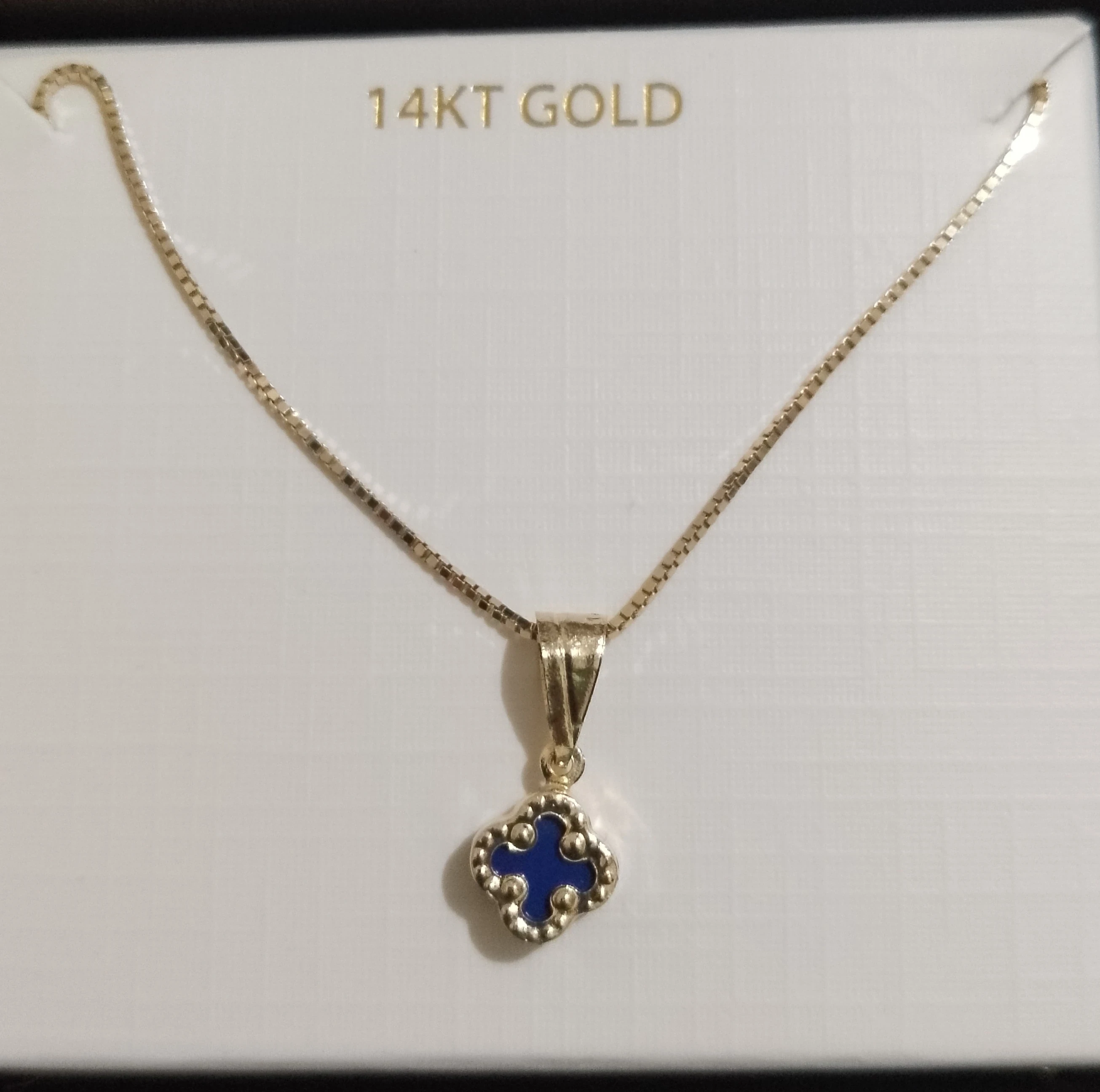 Cadena Oro 14K Fina con Dije Trebol 