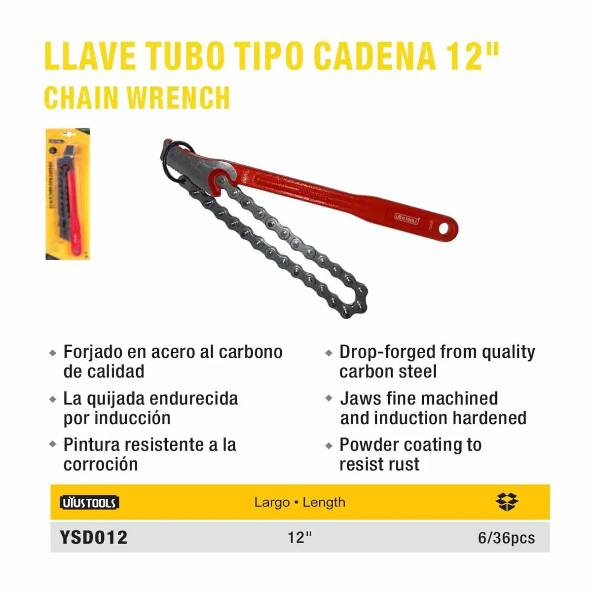 LLAVE TUBO TIPO CADENA UYUST 12"