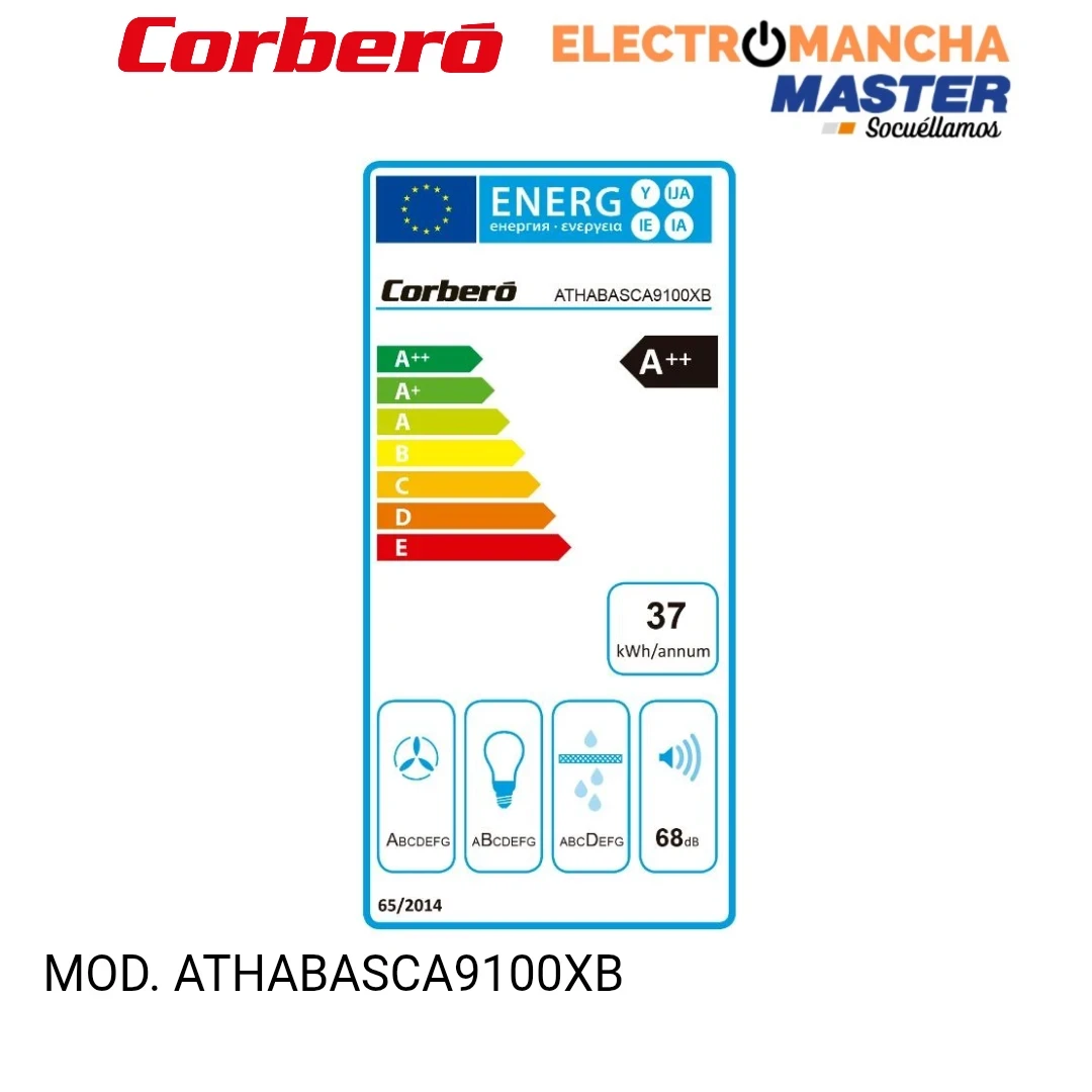 CAMPANA CORBERO ATHABASCA9100XB  90 CM. 958M3H A++ INOX 3