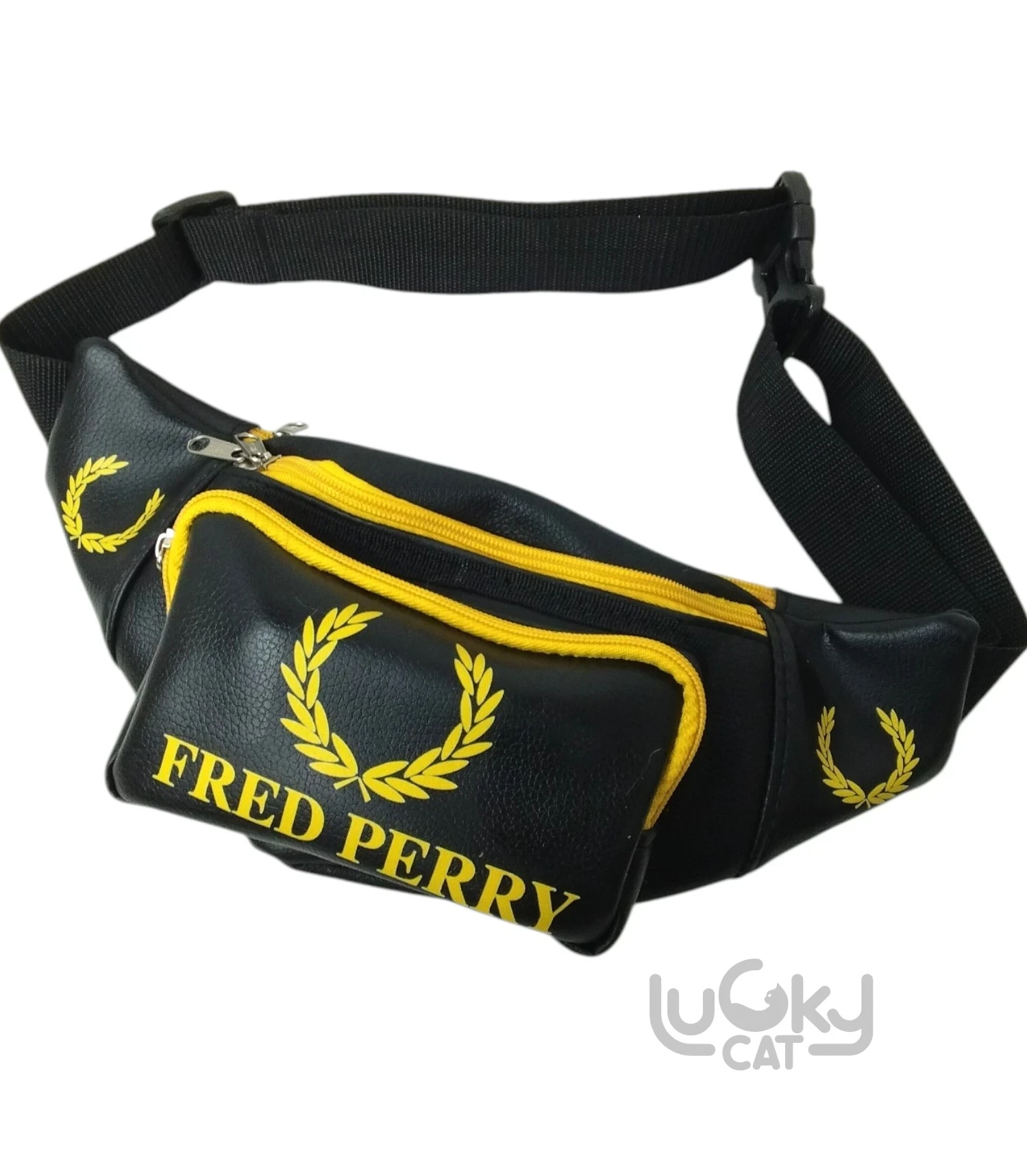 Riñonera fred perry negro con amarillo