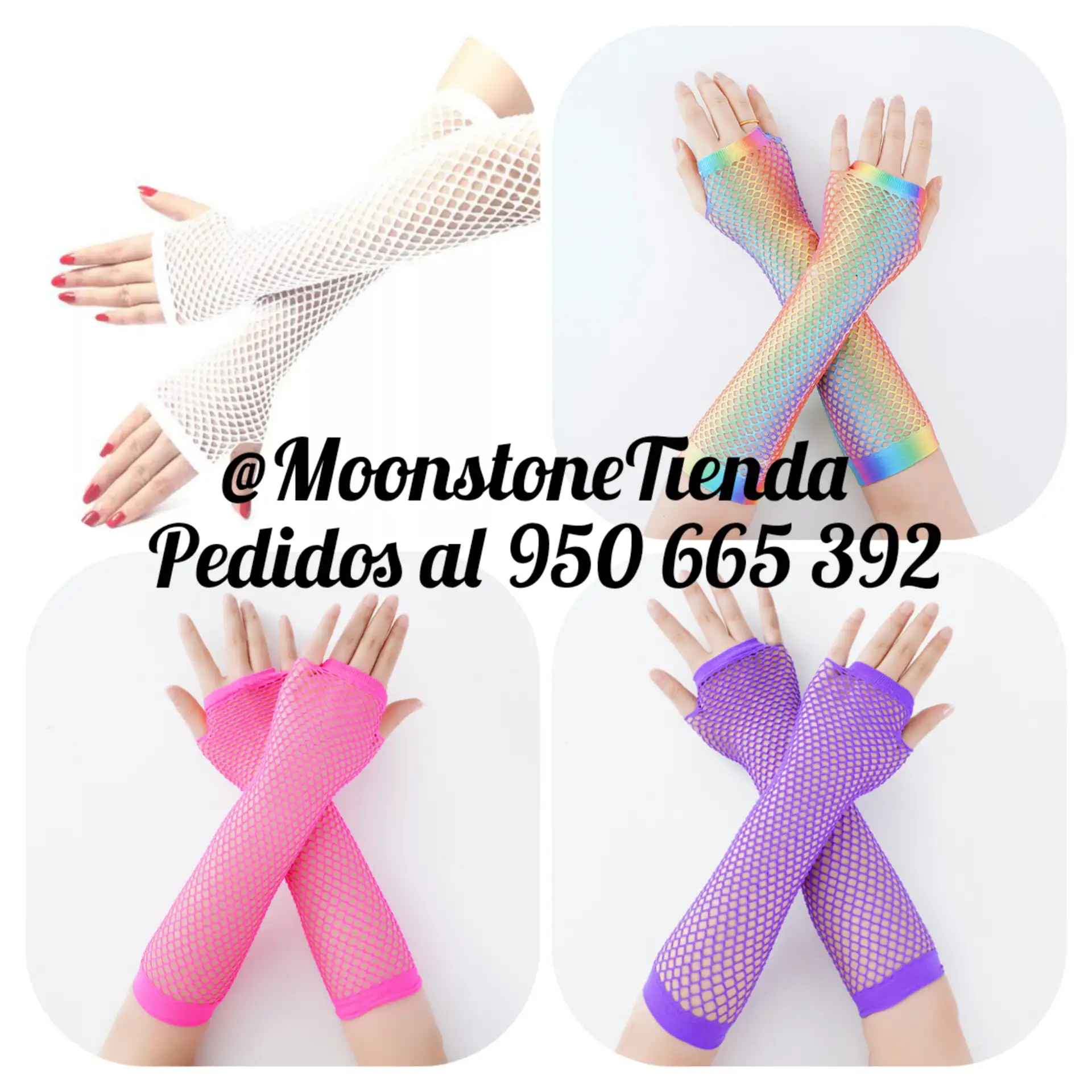 Guante malla gloves de malla negro , fucsia blanco  2
