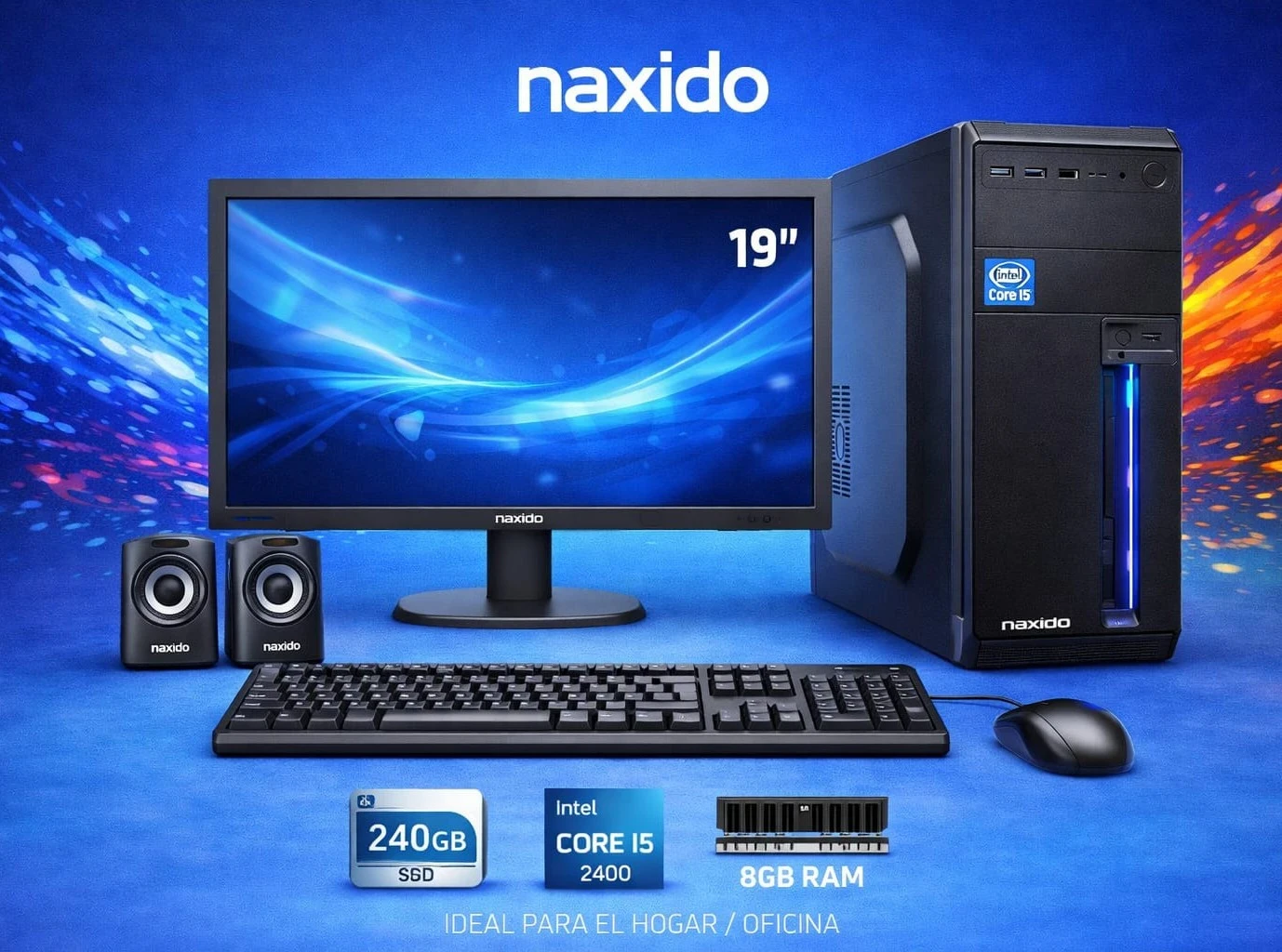  🖥️ *PC completa Intel i5 2400, 8GB 240GB gabinete, parlantes, teclado, mouse, monitor 19 pulgadas