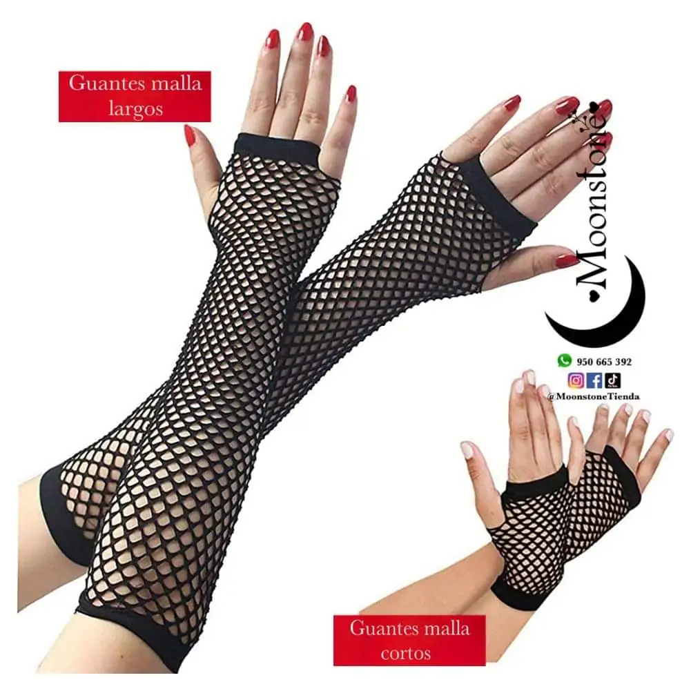 Guante malla gloves de malla negro , fucsia blanco 