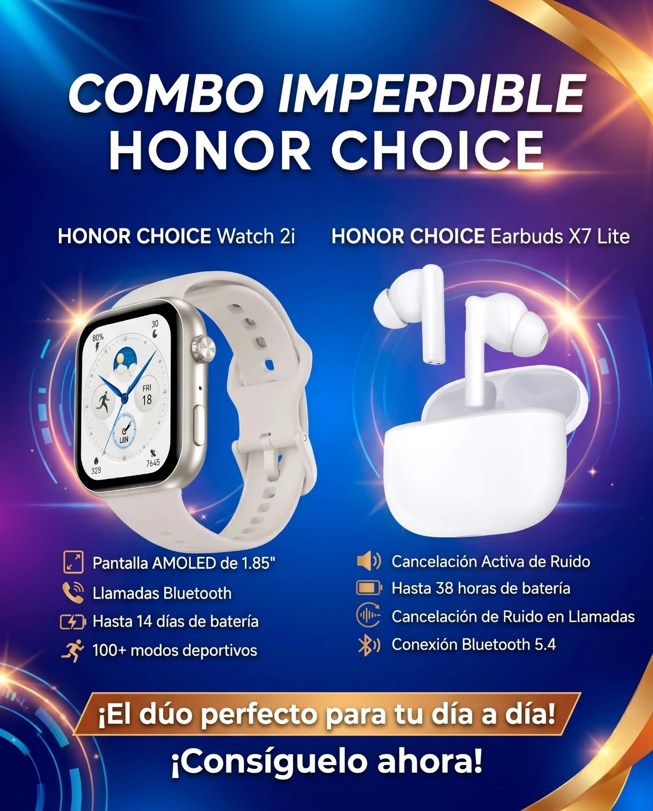 Combo Honor Choice Watch 2i + Earbuds color White