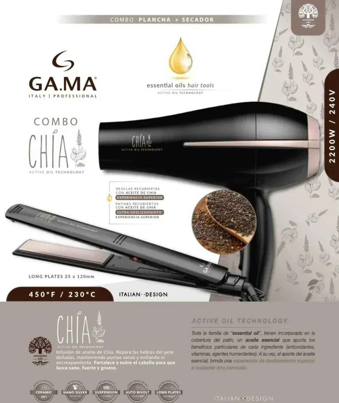 PLANCHITA + SECADOR COMBO GAMA ACEITE ESENCIALES DE CHIA 2