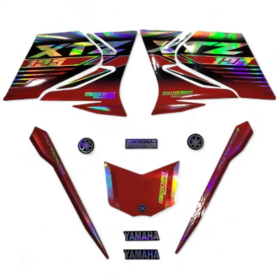 Xtz 125 Calcomanias 2024 tornasol negro lineas rojas