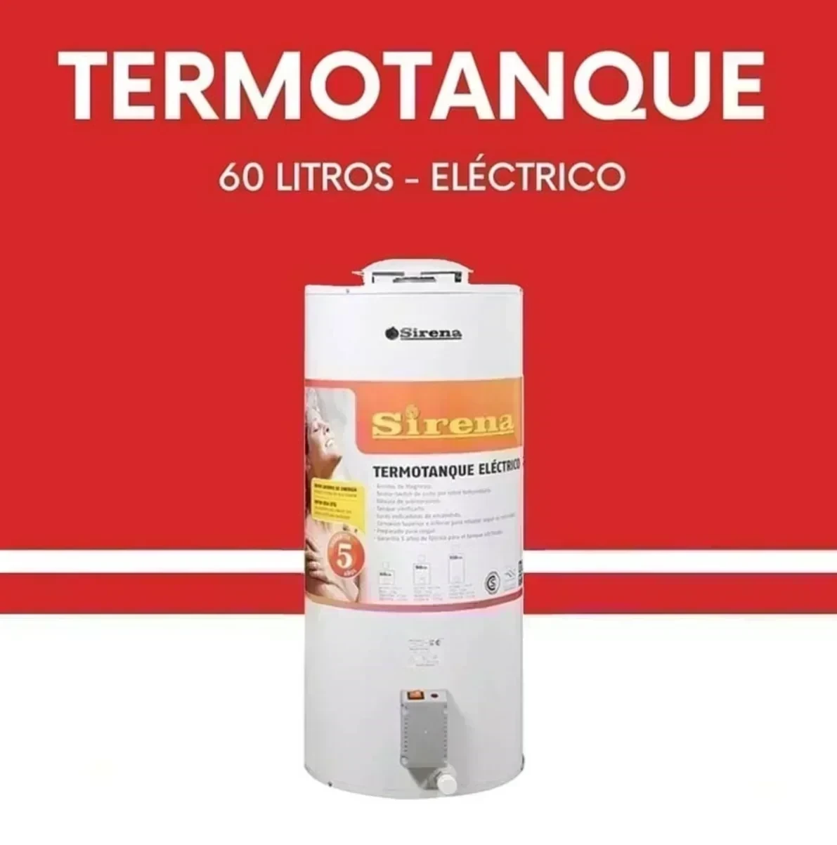 TERMOTANQUE ELÉCTRICO DE COLGAR SIRENA BLANCO 60L
