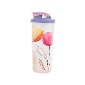 VASO ALTO CON TAPA TULIPAN PLASTICO LILA 473ML