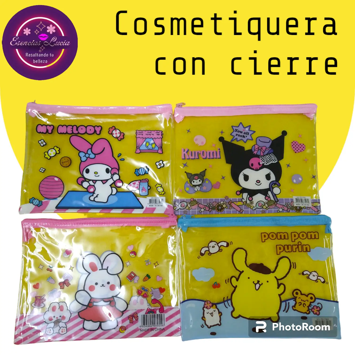 Cosmetiquera de plástico con cierre