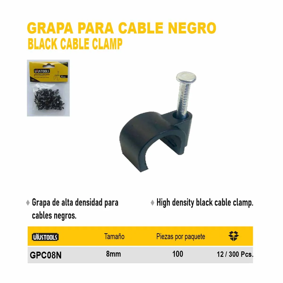 GRAMPA CABLE Coaxial Negro UYUST (paq/100 pz) 8mm