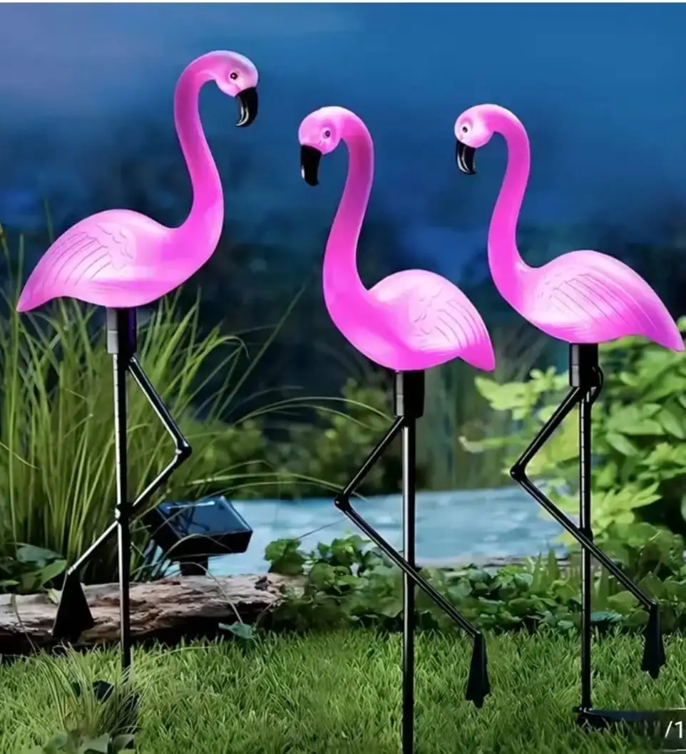 Serie de 3 luces led flamingos