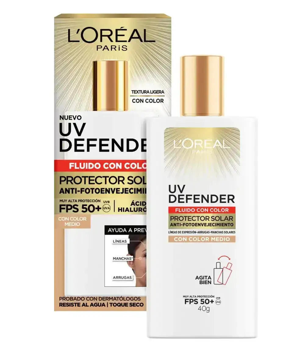 Protector Solar Diario UV Defender FPS 50+ 40GR Tono Medio
