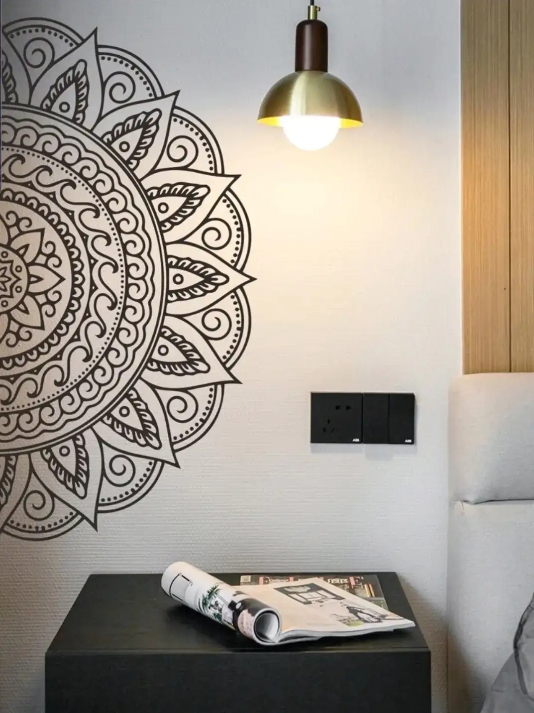 Vinil para pared medio mandala negro