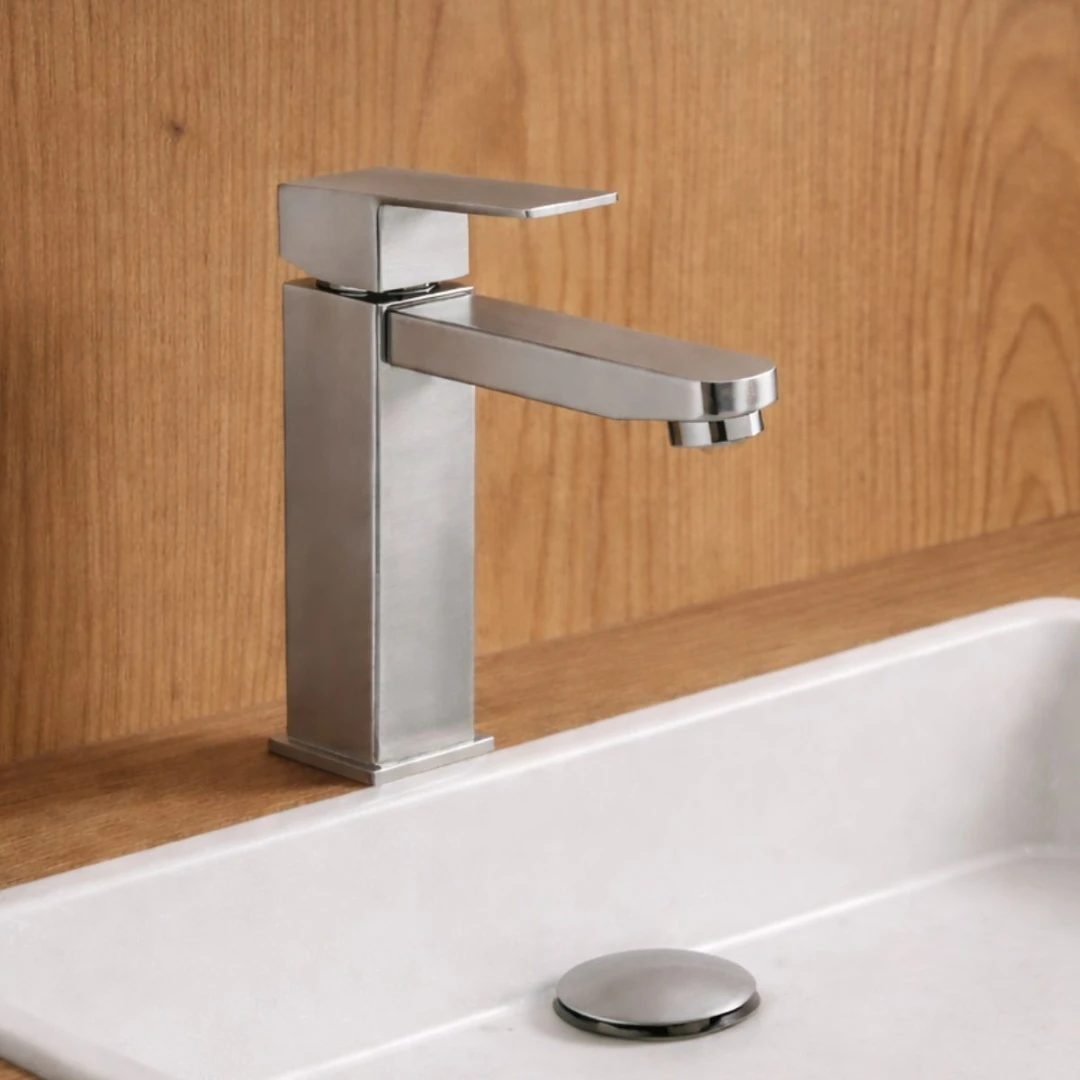 Canilla de Acero Inox. Monocomando Neg/Pla 2