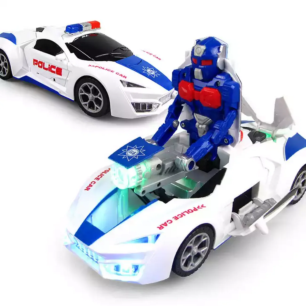 Carro Robot Policía Transformer Luces 2