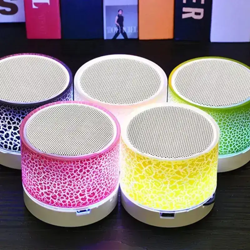 Mini Audio portátil para coche A9 deslumbrante grieta LED inalámbrico Bluetooth 4,1 Subwoofer altavoz tarjeta TF 2