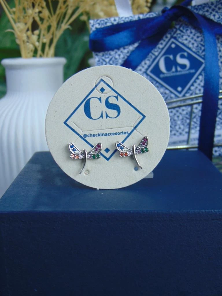 TOPO RODIO PLATE LIBELULA CIRCONES COLORS