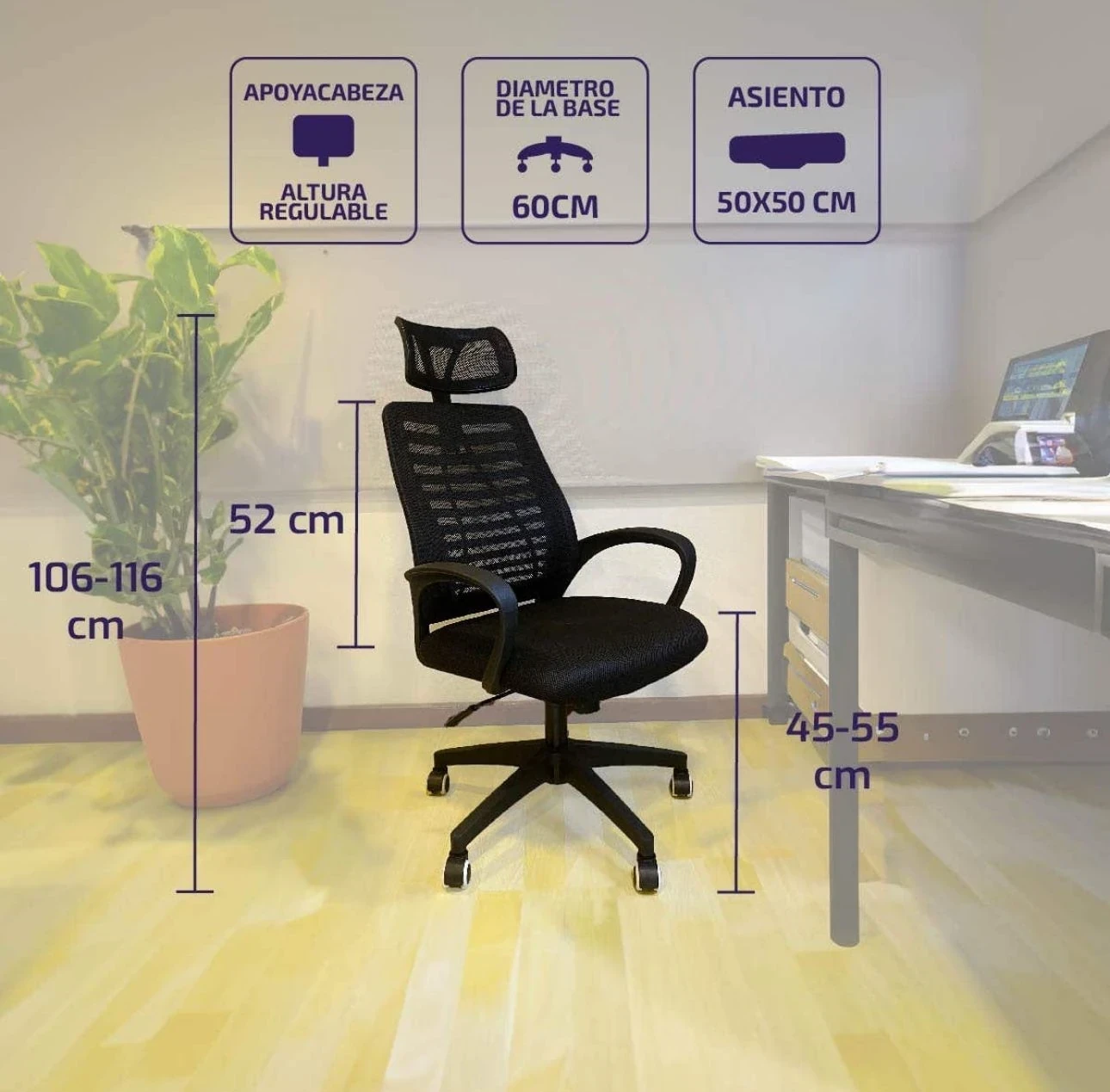 Silla Sillón Oficina Con Cabezal Regulable AMBIO 