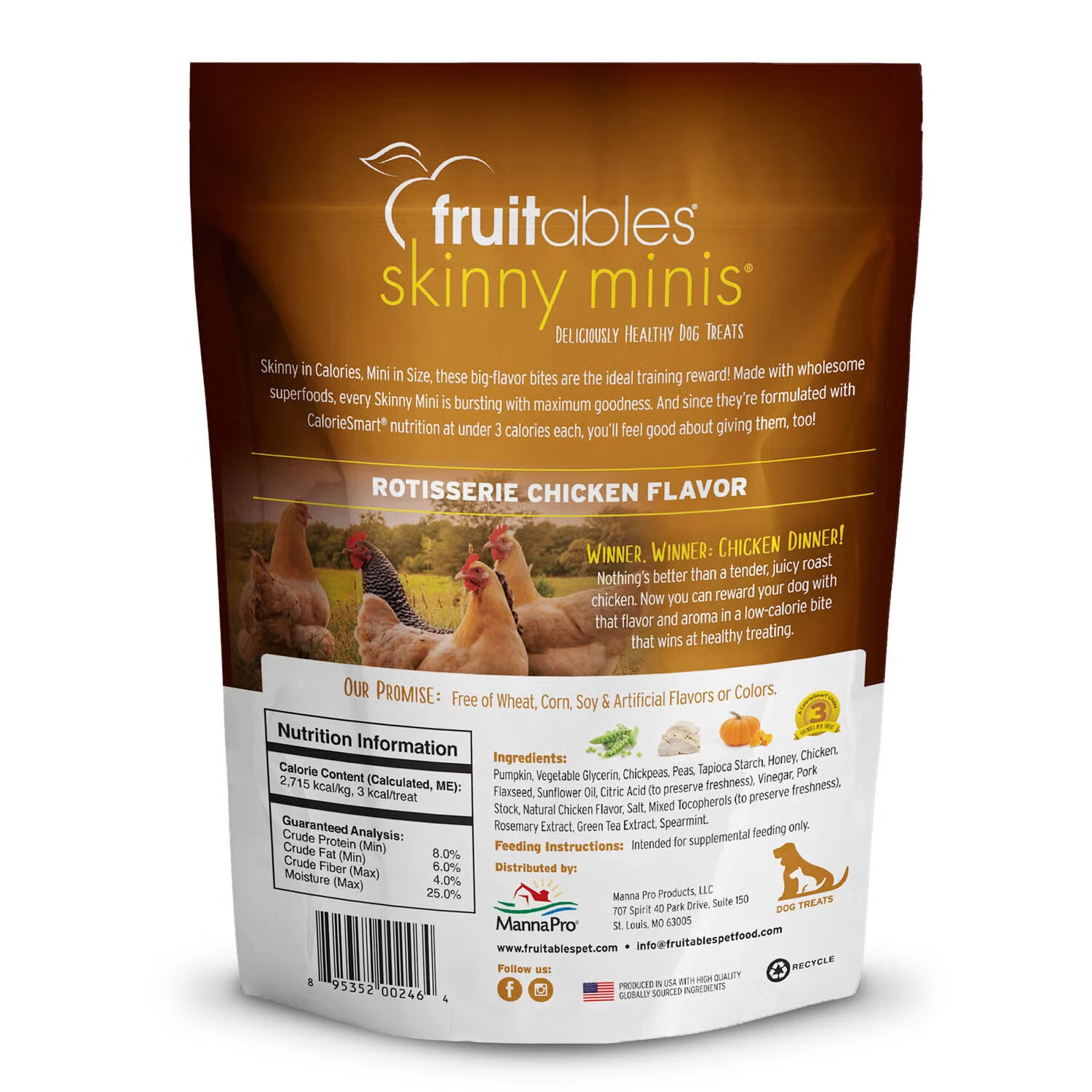 FRUITABLES DOG TREATS SKINNY MINIS ROTISSERIE CHICKEN FLAVOR 2