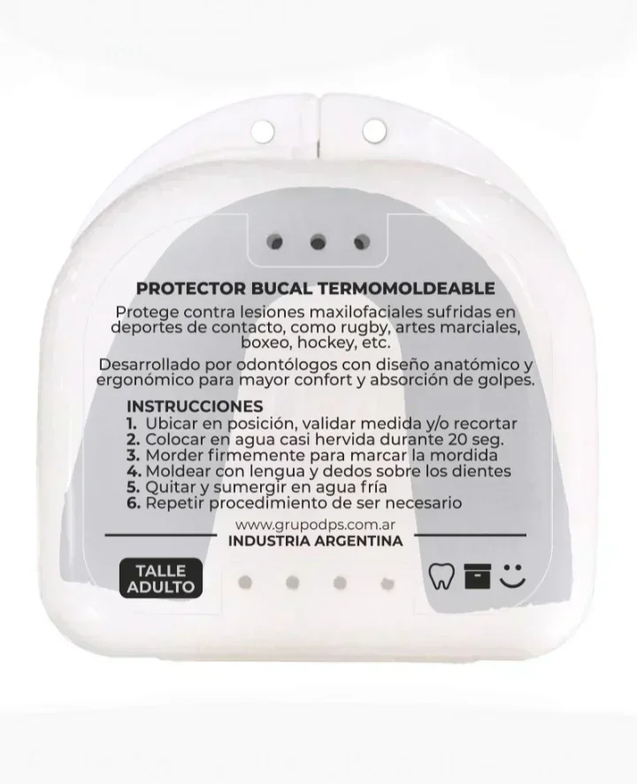 PROTECTOR BUCAL ADULTO PROFESIONAL, TERMOMOLDEABLE EN CAJA INDIVIDUAL. EVODEN