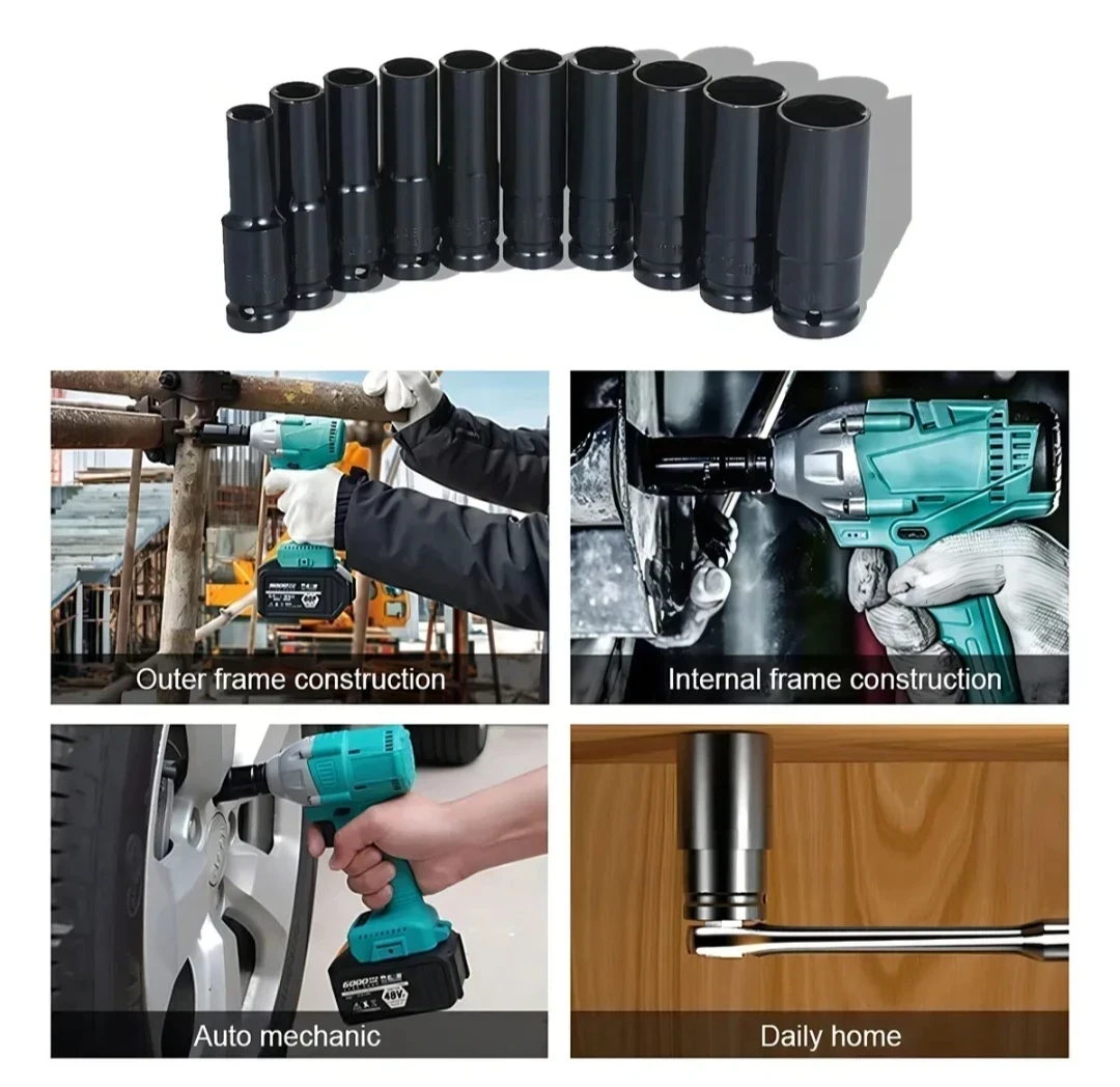 Dados Largos De Impacto 1/2" 10 Piezas 3